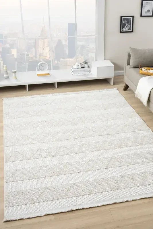 Krem Bej Yumshoq To'qima Gilam Kilim Salon Oshxona Koridor Yo'lak To'quv Mashina Gilami 0017-Krem 15 - 3