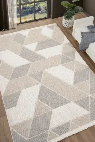 Крем Беж Гри Мягкий На ощупь Ковер Килим Кухня Салон Коридор Дорожка Ткачество Машинный Ковер 008-Крем 5 - 1