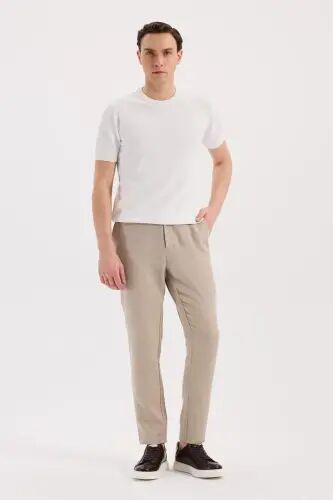 Krem Comfort Fit Beli Lastikli Jagger Pantolon - 1