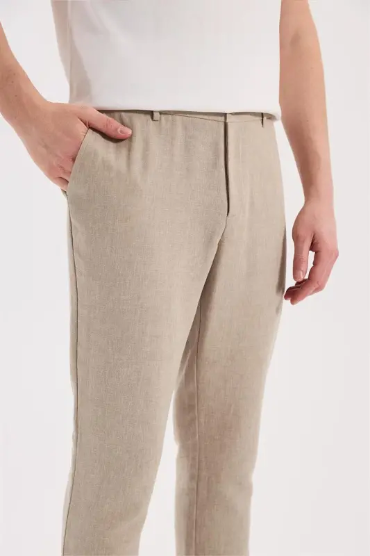 Krem Comfort Fit Beli Lastikli Jagger Pantolon - 3