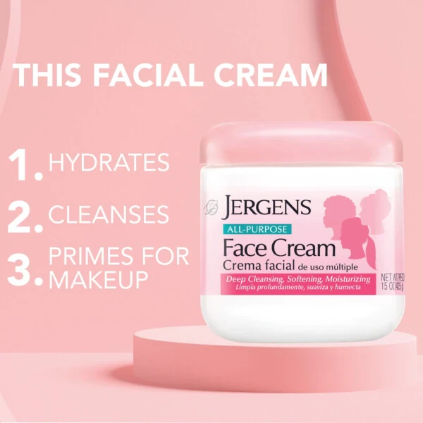 Jergens All Purpose Face Cream, Deep Cleansing Moisturizer, Lotion for Dry Skin, 15 fl oz - 3