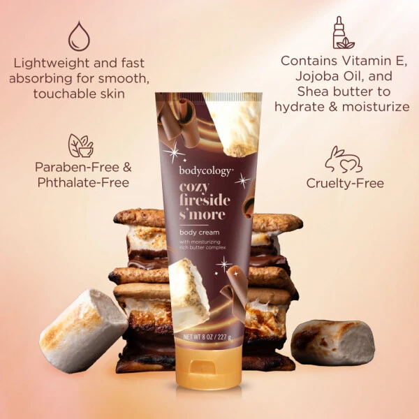 Крем для тела Bodycology с маслом ши, Cozy Fireside S'more, 8 унций - 1