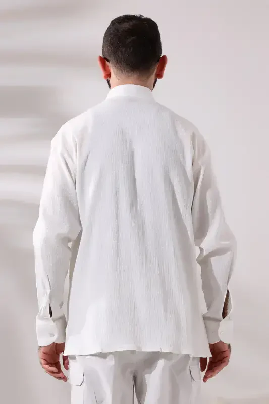 Krem Erkak Qulay Kesim Hakam Yoqa Shile Bezi Haj va Umra Ko'ylak-Krem - 2