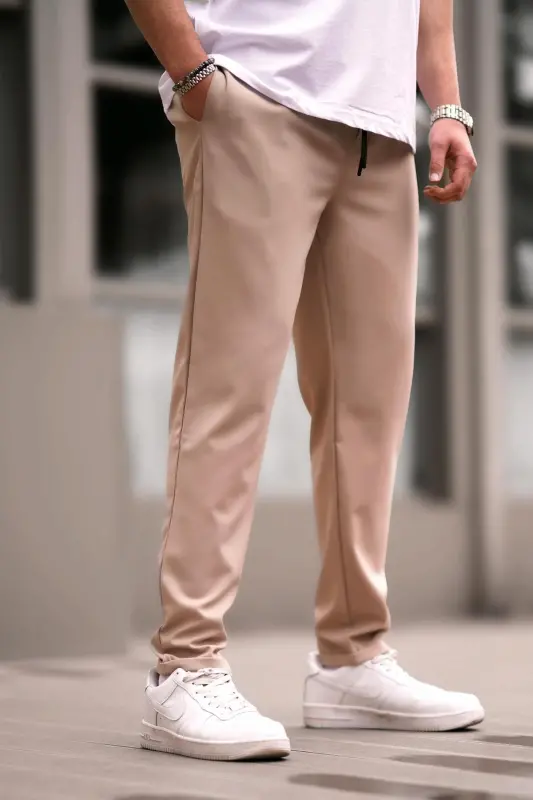 Krem Jogger Pantolon 4242-Krem - MADMEXT