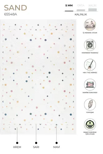 Крем Песок Мульти Складной Легко Очищаемый Ковер 65548a-Крем Мульти - KOZA HALI (1)