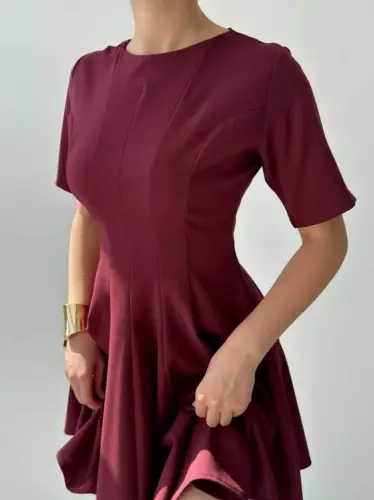 Krem Pliseli Koʻylak - 5