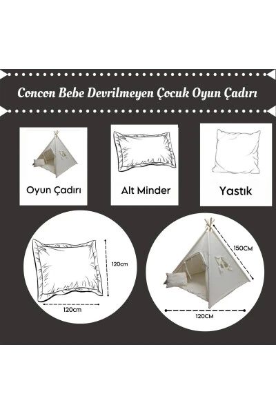 Krem Renk Devrilmeyen Toplanmayan Çocuk Oyun Çadırı Kızıldereli Çadırı Oyun Evi - 8