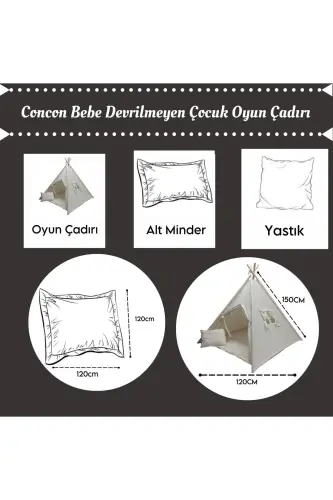 Krem Renk Devrilmeyen Toplanmayan Çocuk Oyun Çadırı Kızıldereli Çadırı Oyun Evi - CONCONBEBE (1)