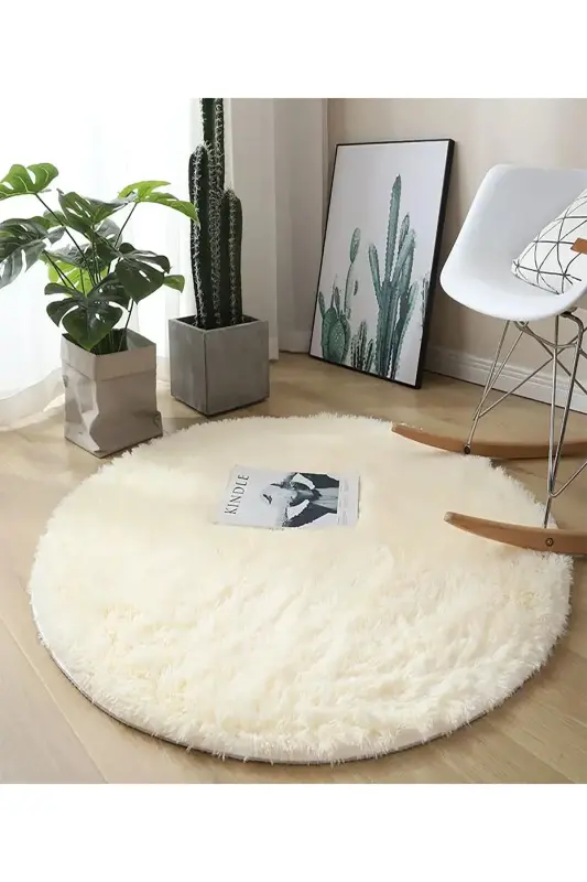 Krem Renk Post Dokuma Halı Peluş Tavşan Tüyü Hissi Antibakteriyel-krem - ALGORAND HOME