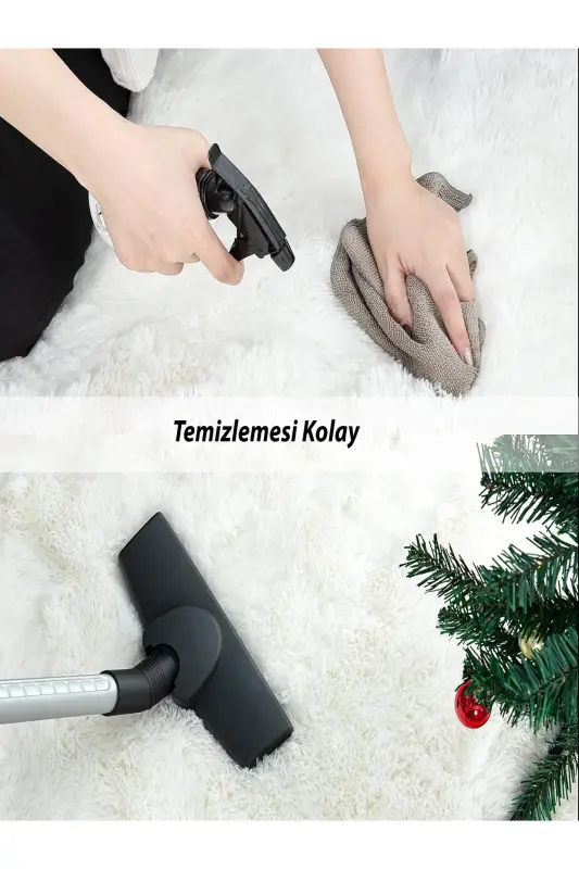 Krem Renk Post Dokuma Halı Peluş Tavşan Tüyü Hissi Antibakteriyel-krem - 4