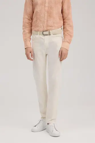 Krem Slim Fit 5 Cep Spor Pantolon - 1