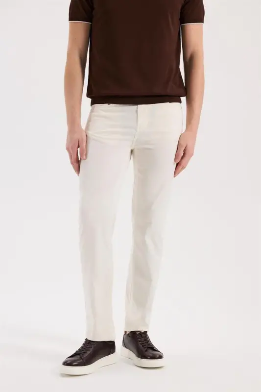 Krem Slim Fit 5 Cep Spor Pantolon - 1