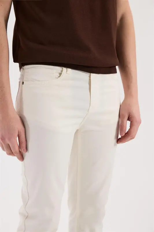 Krem Slim Fit 5 Cep Spor Pantolon - 3