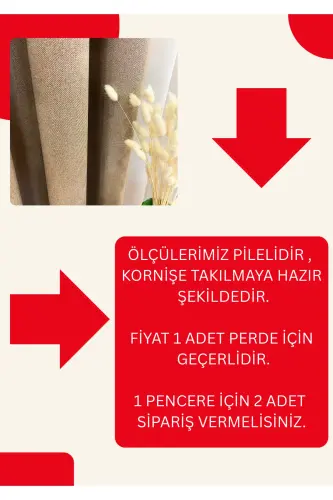Krem sutli qahvarang paxta ko'rinishidagi 1/3 SIK Pile Fon Parda - Kırıç - BRILLANT (1)
