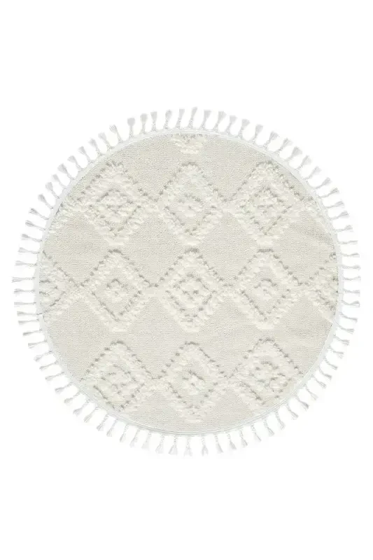 Krem Yumuşak Peluş Yuvarlak Dokuma Halı Çocuk Odası Yatak Odası Antre Hol Mutfak Halısı Yuvarlak - 6