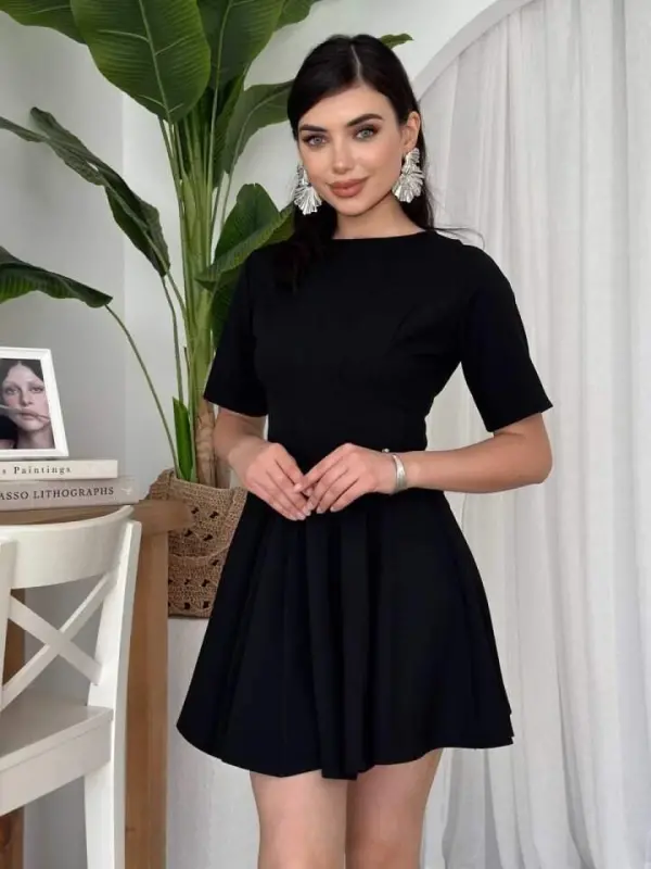 Кремовое платье плиссе - 5