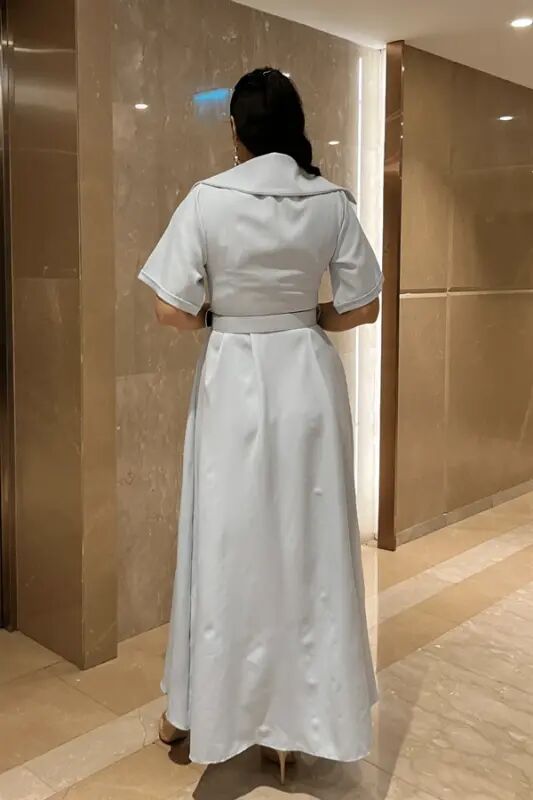 Krep Mato Kruvaze Yoqa Kamarli Ko'ylak - BEBE HANGORI - 10