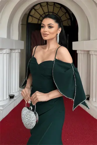 Krep Mato Omuz Tafsilotli Balik Libos - ZUMRAD YASHIL - 4