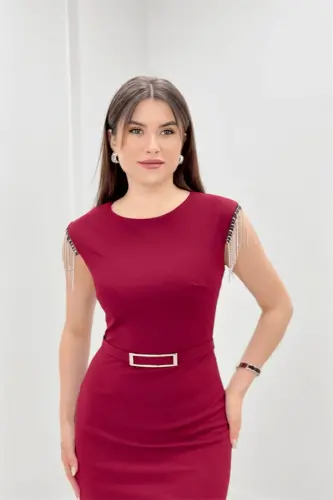 Krep matoli yelkali tukmachali kalta yengi kiyim - BORD - 4