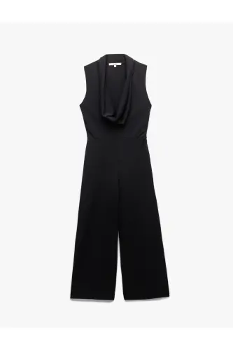 Krep Scuba Kumaş Kolsuz Bol Paça Degaje Yaka Tulum - 4