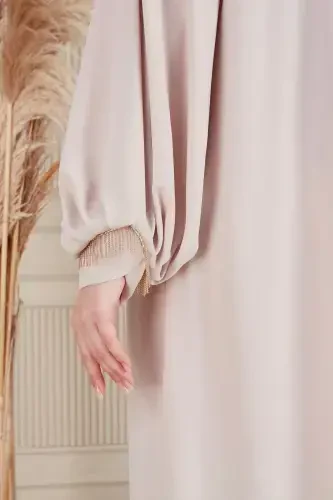 Креп Ткань Полный Покрытие Скромное Платье Молитвенное Платье Мамино Платье Скромное Платье Скромное Вечернее Платье-Белый - 5