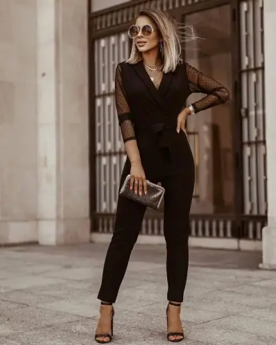 Креп Ткань Рукав Тюль Пуан Деталь Кушак Комбинезон 141 См - BÜYÜKBEDENIZ (1)