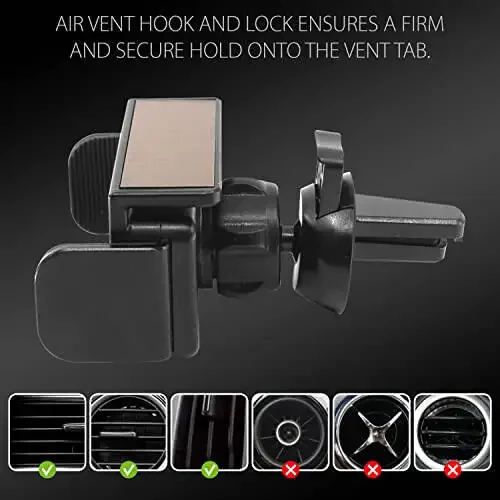 Крепление для вентиляционной решетки с солнечной батареей, поворот на 360 градусов, автоматическое освобождение и блокировка при касании, совместимое с iPhone, Samsung Galaxy, Android смартфонами (компактная вентиляционная решетка) - 4