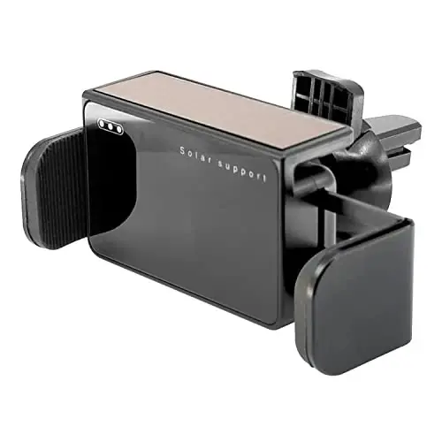 Крепление для вентиляционной решетки с солнечной батареей, поворот на 360 градусов, автоматическое освобождение и блокировка при касании, совместимое с iPhone, Samsung Galaxy, Android смартфонами (компактная вентиляционная решетка) - 1
