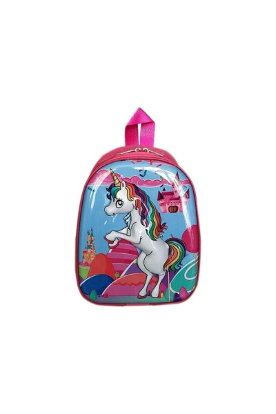 Kreş & Anaokulu Çocuk Sırt Çantası Pony At & Unicorn Karakter 3-6 Yaş 5d Kabartmalı Okul Çantası 30CM - 1