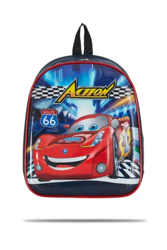 kreş & Anaokulu Çocuk Sırt okul Çantası arabalı cars şimşek 3-6 Yaş 5d Kabartmalı 33CM - mavi - kırmızı - 3