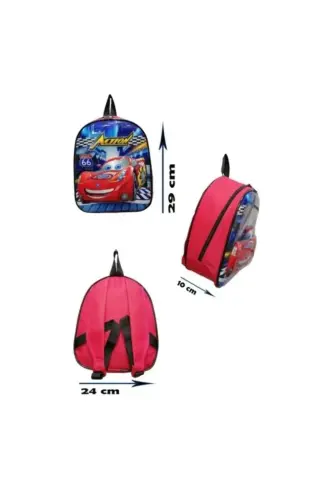 kreş & Anaokulu Çocuk Sırt okul Çantası arabalı cars şimşek 3-6 Yaş 5d Kabartmalı 33CM - mavi - kırmızı - 5