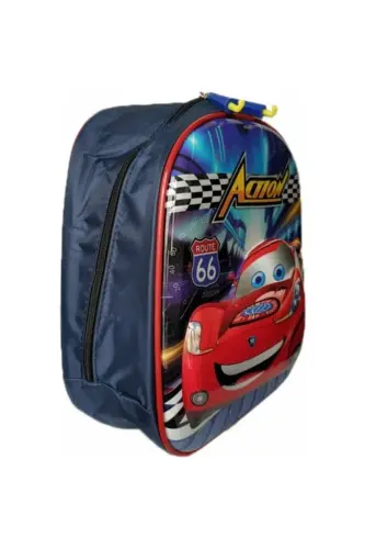 kreş & Anaokulu Çocuk Sırt okul Çantası arabalı cars şimşek 3-6 Yaş 5d Kabartmalı 33CM - mavi - kırmızı - DZC KUZENLER ÇANTA (1)