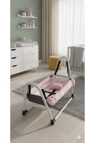 Кресло-качалка для малыша с ремнями безопасности + подушка в подарок - TURHAN BEBE (1)