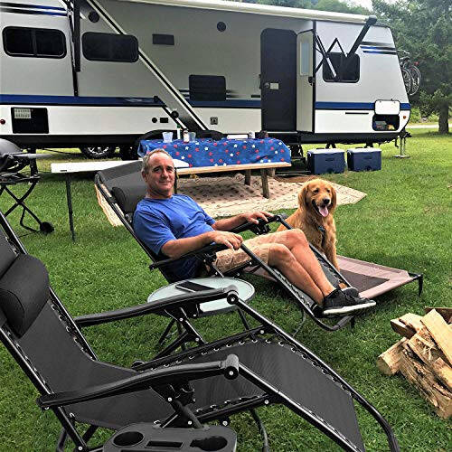 Кресло-шезлонг Homall Zero Gravity Patio Folding Lawn Lounge Chairs Outdoor Lounge Gravity Chair Camp Reclining Lounge Chair с подушками для бассейна, двора и пляжа, комплект из 2 (темно-черный) - 3