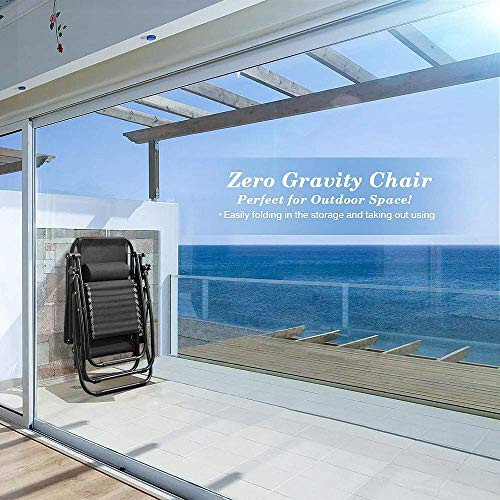 Кресло-шезлонг Homall Zero Gravity Patio Folding Lawn Lounge Chairs Outdoor Lounge Gravity Chair Camp Reclining Lounge Chair с подушками для бассейна, двора и пляжа, комплект из 2 (темно-черный) - 9