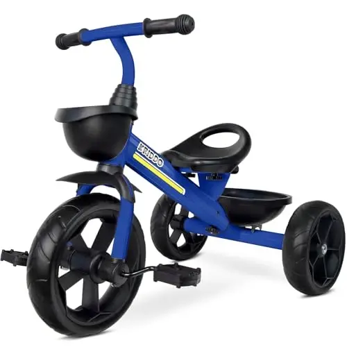 KRIDDO Kids Tricycles Age 24 Month to 4 Years, Toddler Kids Trike for 2.5 to 5 Year Old, Gift Toddler Tricycles for 2-4 Year Olds, Trikes for Toddlers, Sporty Styling, Blue - KRIDDO