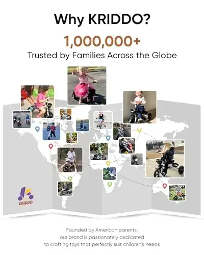 KRIDDO Детские трехколесные велосипеды для детей от 24 месяцев до 4 лет, трехколесный велосипед для малышей от 2,5 до 5 лет, трехколесные велосипеды для малышей 2-4 лет, трехколесные велосипеды для малышей, фиолетовый - 6