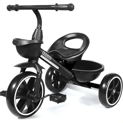 KRIDDO Kids Tricycle for 2-5 Year Olds - Gift for Toddlers - Black - KRIDDO