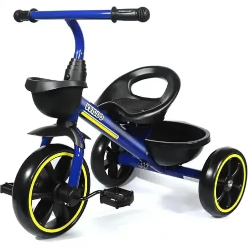 KRIDDO Kids Tricycles 24 Oydan 4 Yoshgacha, 2,5 dan 5 Yoshgacha bo'lgan Bolalar uchun Uchtalik, 2-4 Yoshdagi Bolalar uchun Sovg'a Uchtaliklari, Bolalar uchun Uchtaliklar, Moviy 