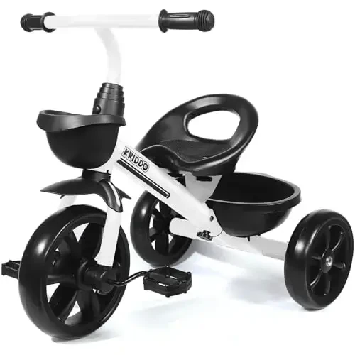 KRIDDO Kids Tricycles for 2-4 Year Olds, Toddler Trike Gift for 24 Months to 4 Years, White - KRIDDO