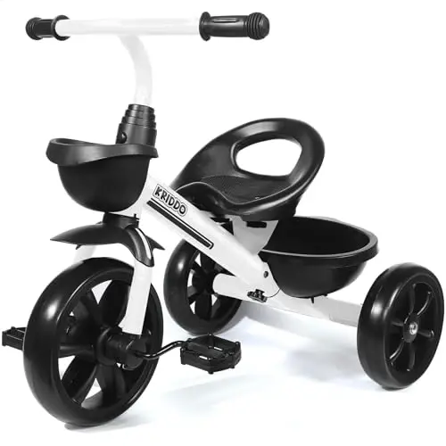 KRIDDO Kids Tricycles for 2-4 Year Olds, Toddler Trike Gift for 24 Months to 4 Years, White 