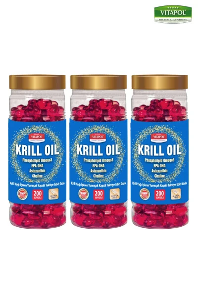 Krill Yog'i Kompleksi Astaksantin Xolin, Fosfatidilserin, Omega3, Epa Dha 200 Kapsula 3 Ta'm - VITAPOL