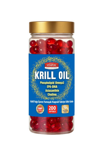 Krill yog'i kompleksi Astaksantin Xolin Fosfatidilserin Omega3 Epa Dha 200 Yumshoq Jel Kapsül - VITAPOL (1)