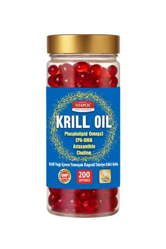 Krill yog'i kompleksi Astaksantin Xolin Fosfatidilserin Omega3 Epa Dha 200 Yumshoq Jel Kapsül - VITAPOL (1)