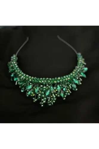 Kristal Gelin, After Party, Nişan, Kına, Düğün Tacı-Yeşil - DESAACCESSORIES (1)