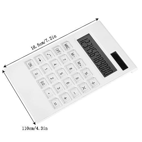 Kristal Hesap Makinesi İnce Zarif Tasarım Ofis Ev Elektroniği Çift Güç Masaüstü Hesap Makinesi, Güneş 10 Bit Eğilebilir LCD Ekran Eğilebilir Tasarım Beyaz (Kristal Hesap Makinesi) - 3