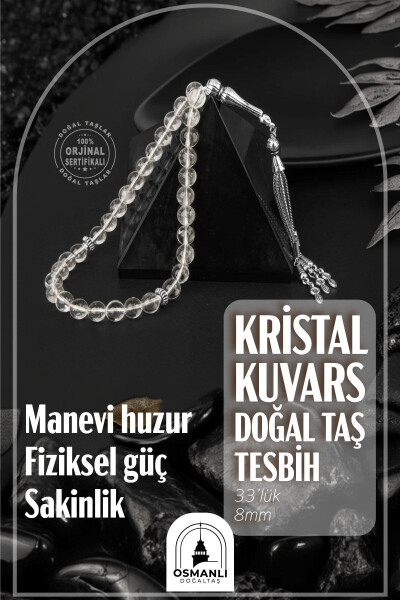 Kristal Kuvars Doğal Taş Tesbih (33 lü, 8mm) - 1