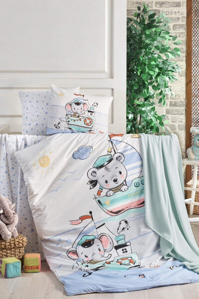 Kristal Sailing Ranforce Baby Bedding Set - Blue - TAÇ