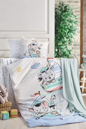 Kristal Sailing Ranforce Baby Bedding Set - Blue - TAÇ (1)