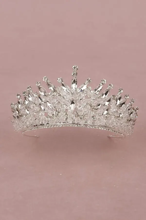 Kristal toshli munchoq bezakli kelin xina to'y toji kumush - 12